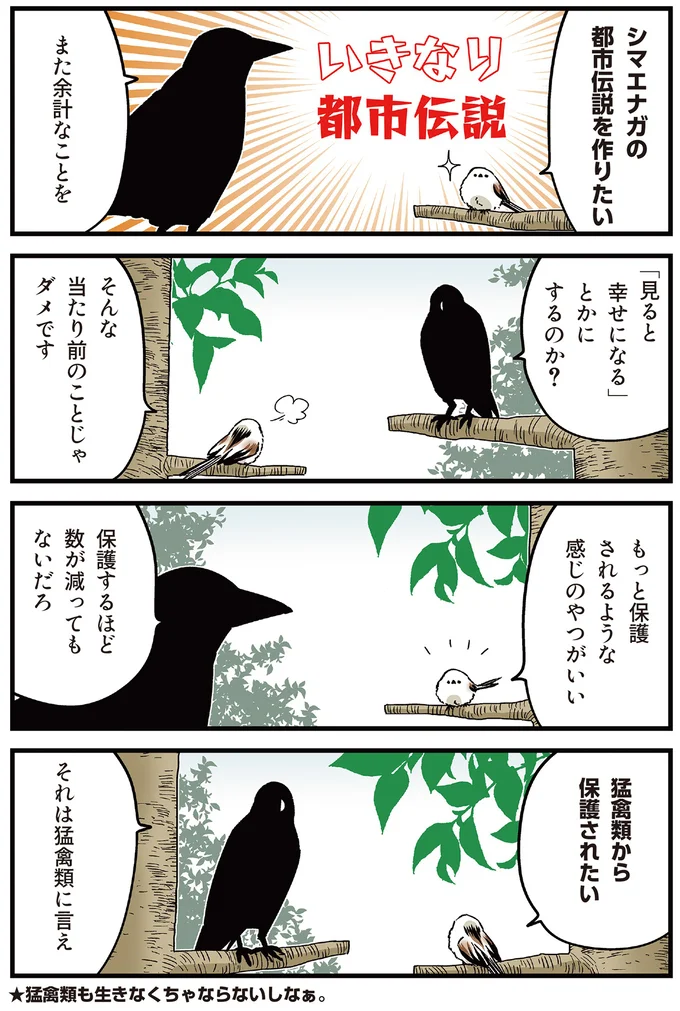 「共食いもするよ」カラスの衝撃発言にシマエナガのリアクションは？／永久機関シマエナガ 21.png