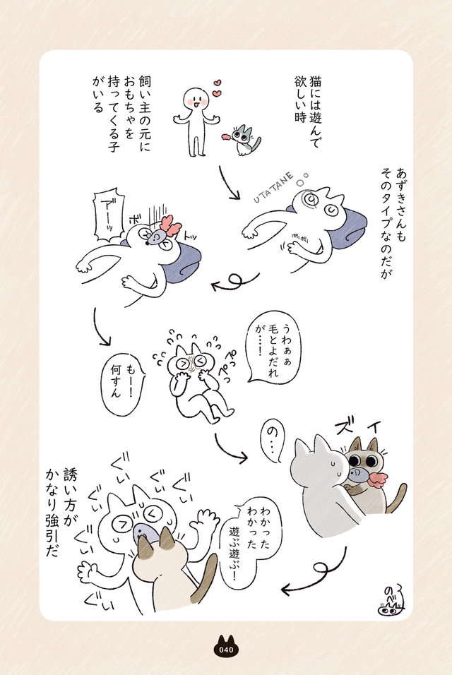 「わかったわかった遊ぶ遊ぶ！」愛猫が遊んでほしいときの誘い方がかなり強引で...／シャム猫あずきさん azukisan_040.jpg
