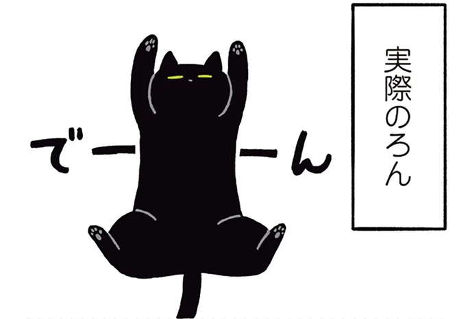 「思ってた猫と違う」。寝姿、ねこじゃらし、動き...うちの猫の現実は／黒猫ろんと暮らしたら