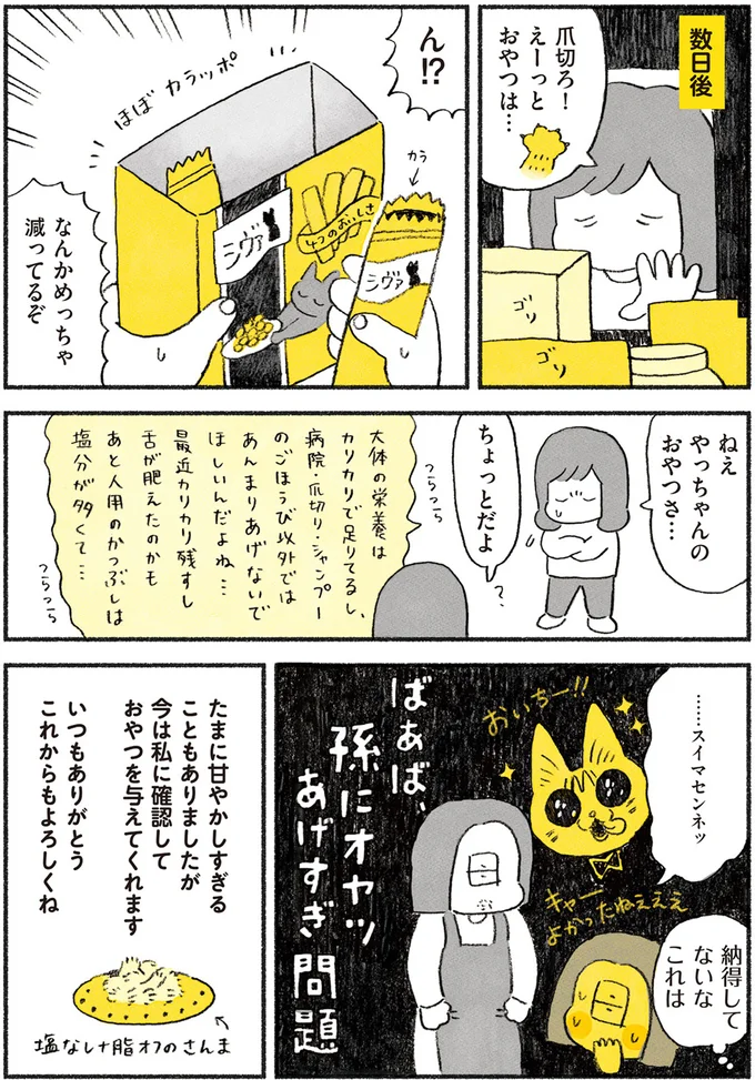 保護した子猫にすぐメロメロになった母。「孫にオヤツあげすぎ問題」発生!?／茶トラのやっちゃん browntabbycat4_3.webp