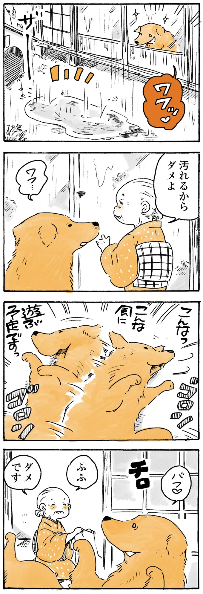 おばあちゃんと大型犬のほっこりライフ。雨の日はいろいろあるようで...／姫ばあちゃんとナイト 84.png