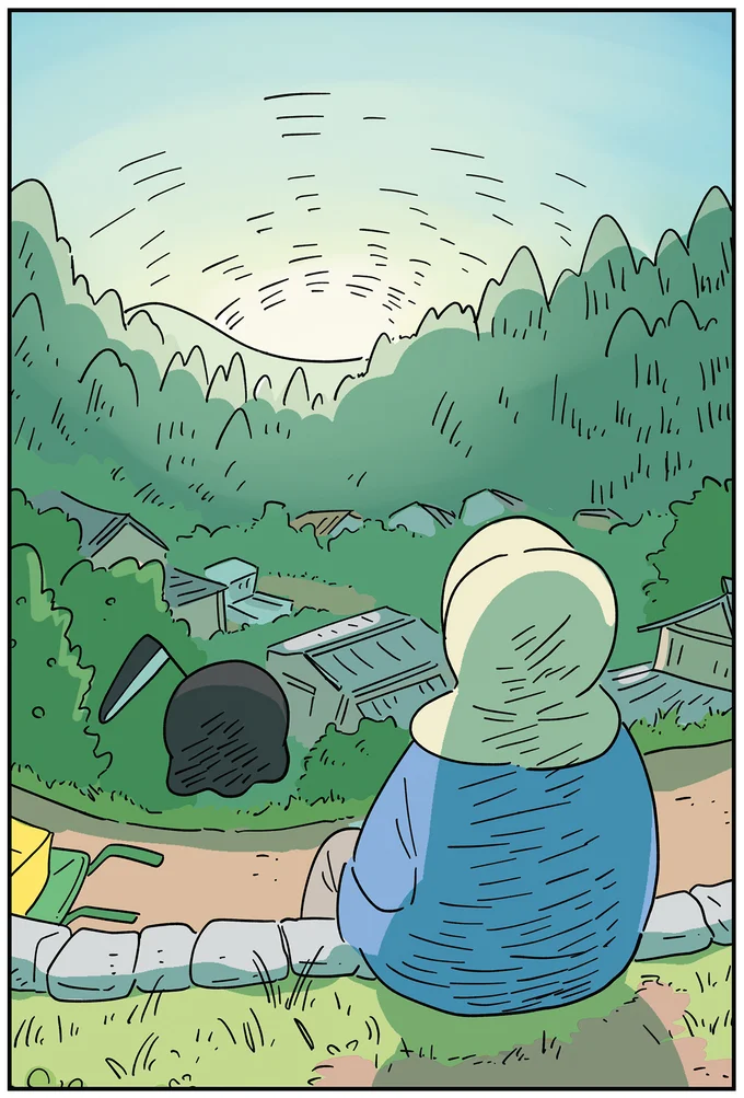 「あんた死神やろ」。おばあちゃんに正体がバレていた！ 追い出されるかと思ったら...／死が怖い小さな死神 03-07.png