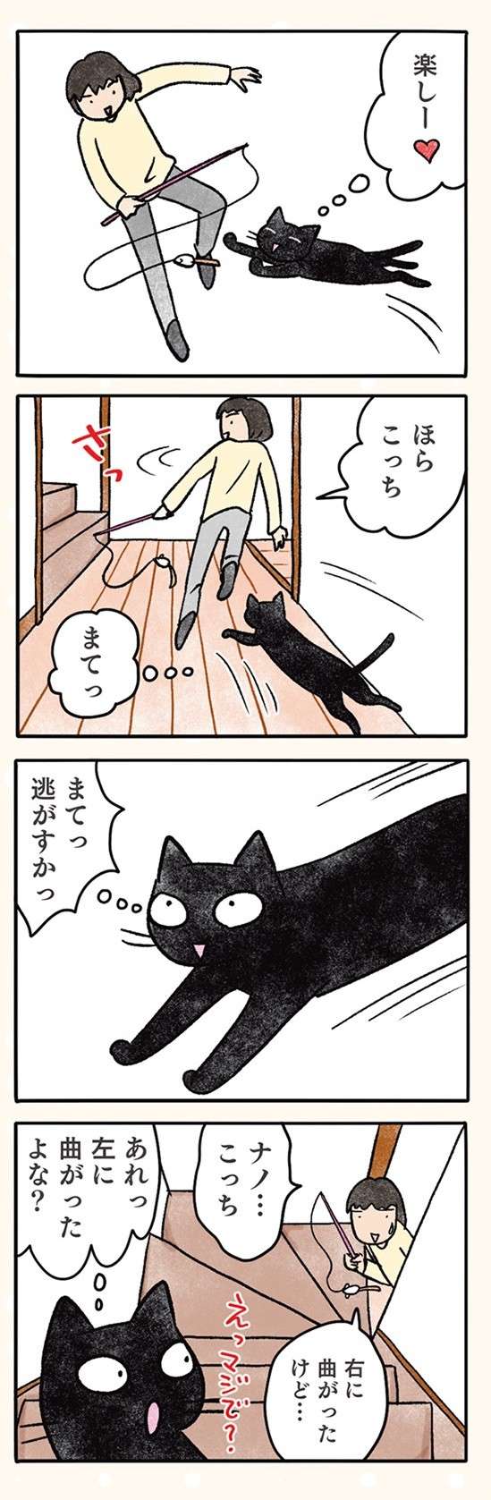 なーっ、なーっ、黒猫ナノは大きな音が嫌い。でも「一番うるさい」のは／黒猫ナノとキジシロ猫きなこ kuroneko_nano4-3.jpg