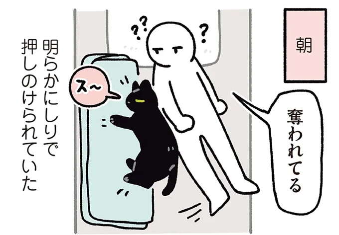 飼い主と猫の「力関係」。寝ている時はこんな感じ...ってそうなの?/黒猫ろんと暮らしたら7