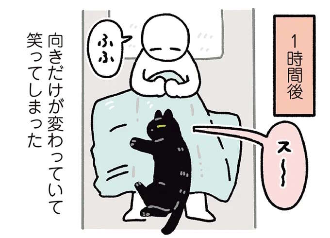 猫はここで寝るよね。全く寝返りが打てない！けど、可愛い...／黒猫ろんと暮らしたら7