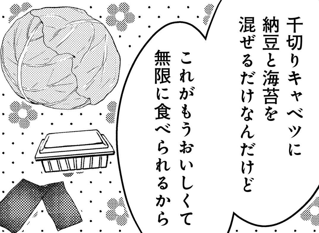 茶色いおかずの偉大さ。キャベツと納豆と海苔で無限に食べられる一品／めんつゆひとり飯5