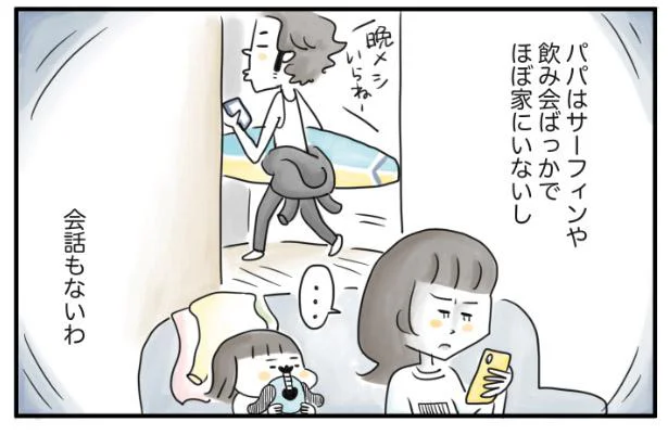 妻子より友達付き合いを優先する夫。愚痴が止まらない妻のそばで、幼い娘は...／夫ですが会社辞めました