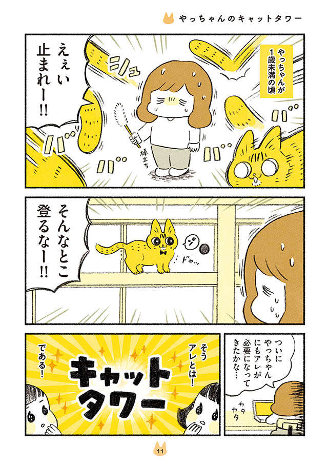 愛猫のキャットタワーが完成。ん...なにやってる？／茶トラのやっちゃんとちーちゃん tyatora_p11.jpg