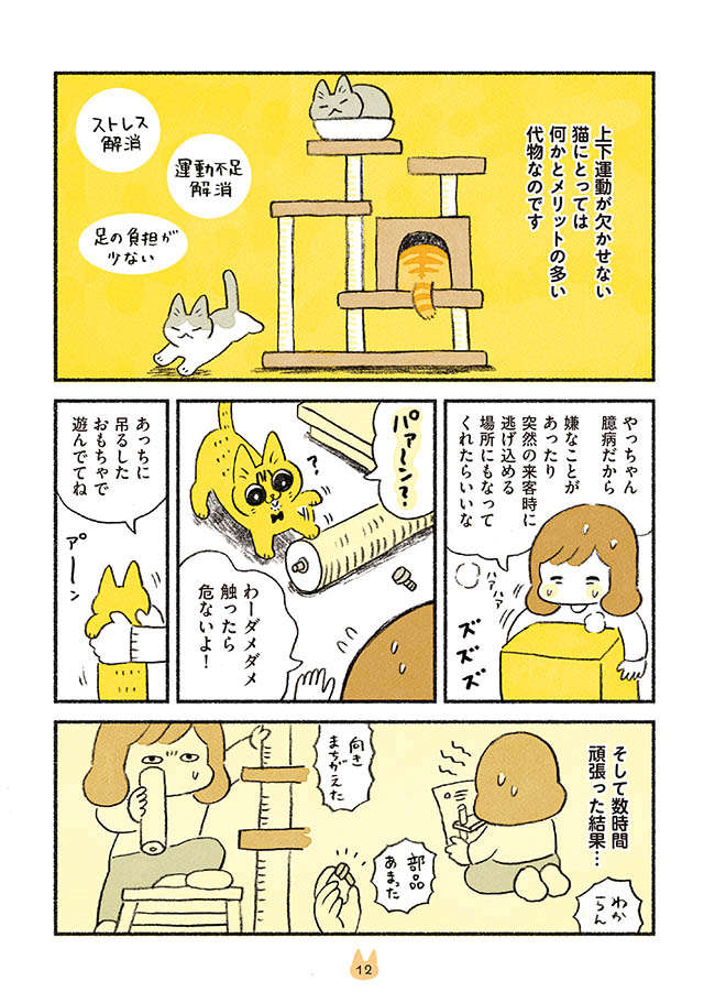 愛猫のキャットタワーが完成。ん...なにやってる？／茶トラのやっちゃんとちーちゃん tyatora_p12.jpg