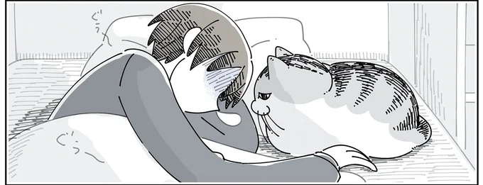 猫がじっと覗き込み、何かを察した？ 体調不良の飼い主に...／夜は猫といっしょ6